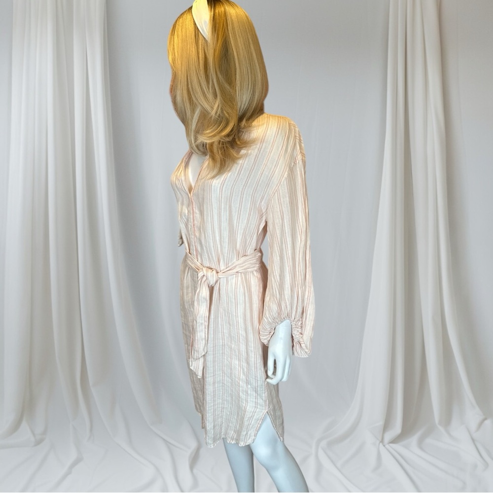 Joie Beatrissa Pink & Cream Striped Linen Shirt Dress - Picture 4 of 11